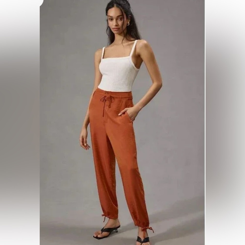 Tiny-Anthropologie - Heidi Tie Rust Drawstring High-Waist Pants